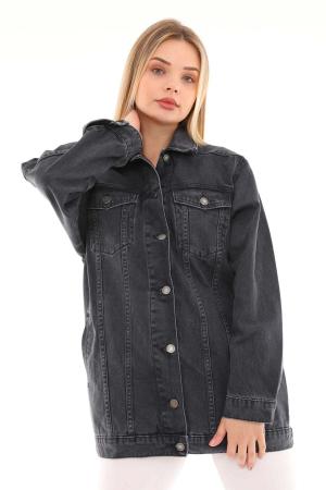 Women's Jean Long Jacket Black