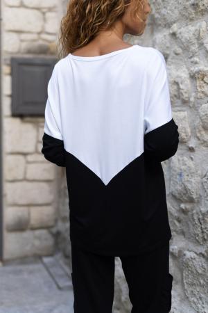 Women's Black-White  Casual Blouse
