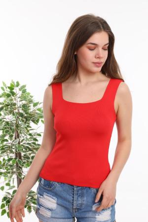 Red Sleeveless Blouse
