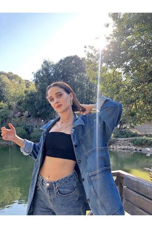 Women's Light Blue Vintage Oversize Denim Jacket