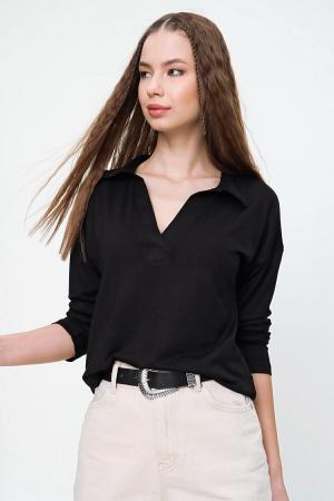 Women's Black Polo Neck Blouse
