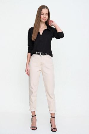 Women's Black Polo Neck Blouse