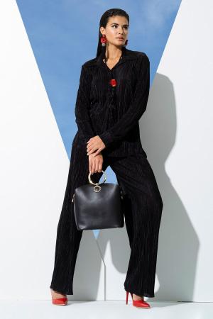 2-Piece Pleated Black Shirt Trouser Set