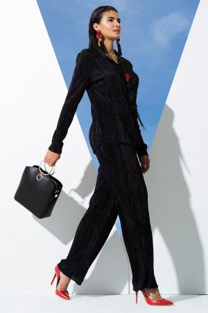 2-Piece Pleated Black Shirt Trouser Set