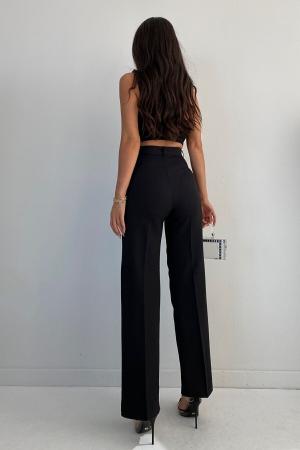 Women's Black Front Seam High Waist Palazzo Pants