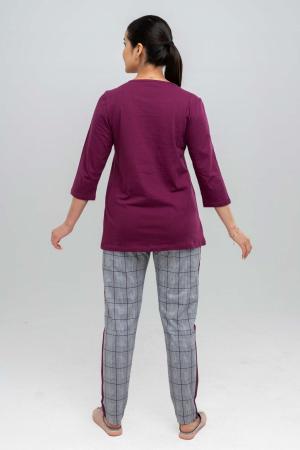 Burgundy Printed Pajama Set