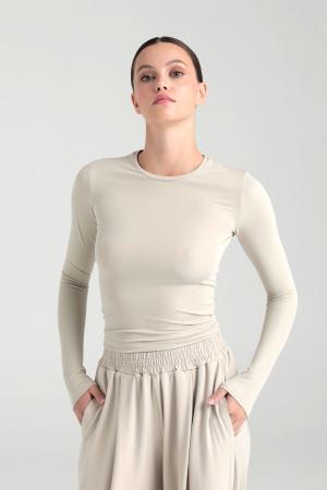 Beige Crew Neck Blouse