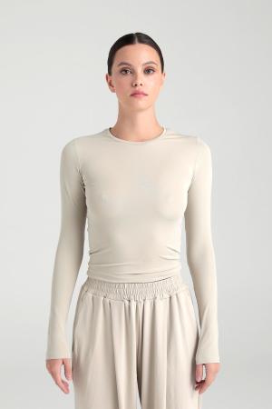 Beige Crew Neck Blouse