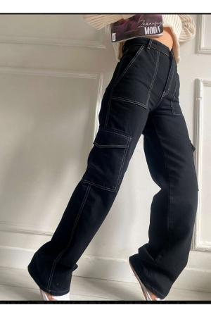 High Waist Casual Cargo  Jeans