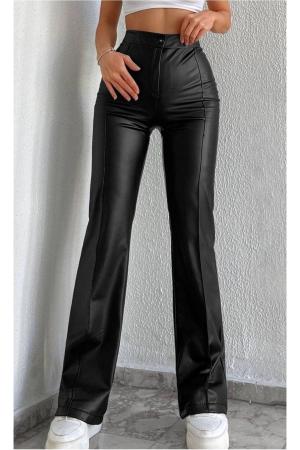 Flared Leather Trousers