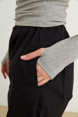 Women's Gray Finger Detail Bodysuit