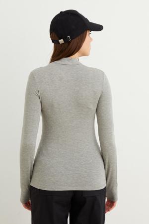 Women's Gray Finger Detail Bodysuit