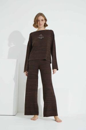 Brown Bottom-Top Knitwear Set