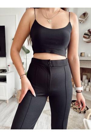Black Flare Leg Lycra Trousers