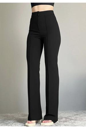 Black Flare Leg Lycra Trousers