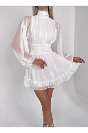 Draped Chiffon Mini Dress