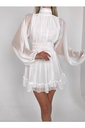 Draped Chiffon Mini Dress