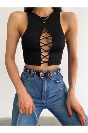 Women's Black Crop Blouse