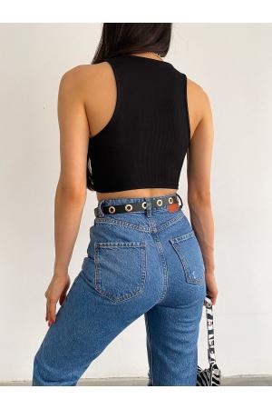 Women's Black Crop Blouse