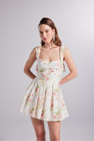 Pink floral mini dress