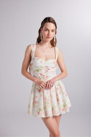 Pink floral mini dress