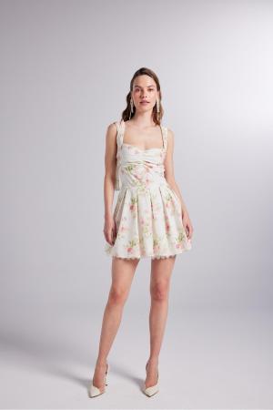 Pink floral mini dress