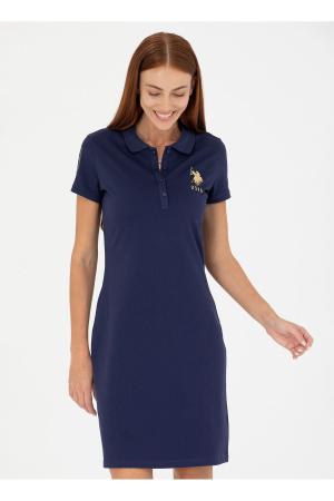 Navy Polo Collar Dress for Women