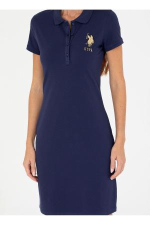 Navy Polo Collar Dress for Women