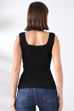 Black and White Knitted Blouse