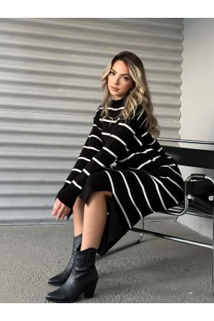 Women's Long Sleeve Knit Dress - Black