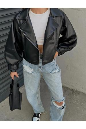 Oversize Sleeve Leather Jacket
