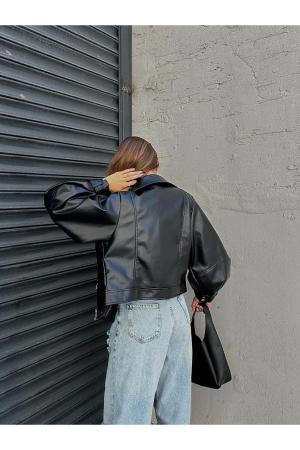 Oversize Sleeve Leather Jacket
