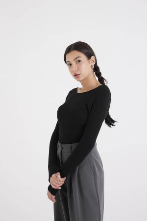 Backless Long Sleeve Blouse