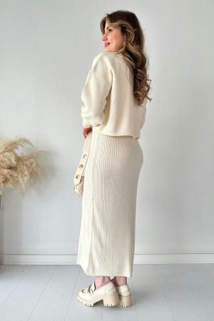 Short Sweater Knit Dress Ecru