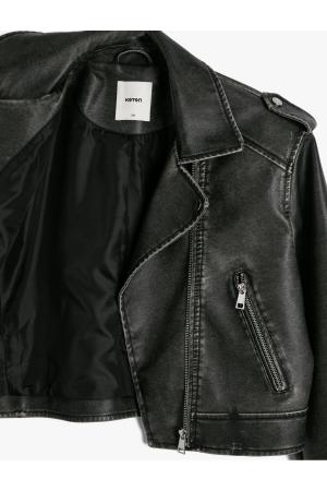 Crop Faux Leather Jacket