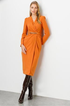 Orange midi dress