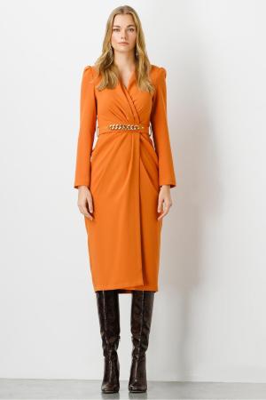 Orange midi dress