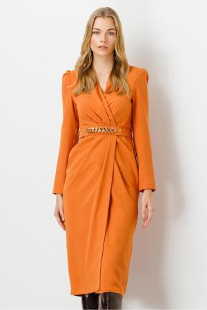 Orange midi dress