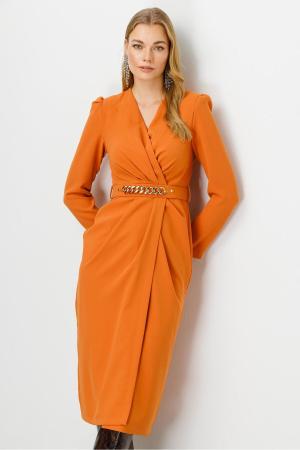 Orange midi dress