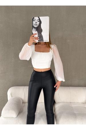 Women's White Crop Blouse