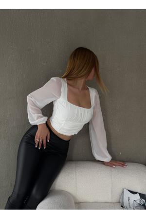 Women's White Crop Blouse
