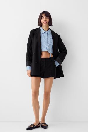 Flowy slim fit double breasted blazer