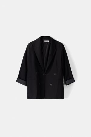 Flowy slim fit double breasted blazer
