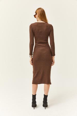 Brown midi dress