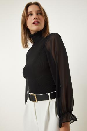 High neck knitted blouse