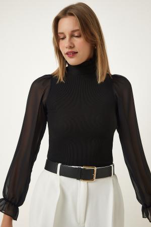 High neck knitted blouse