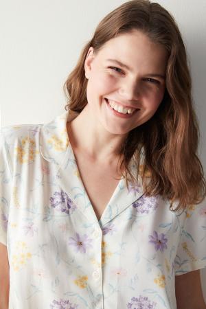 White shirt and shorts pajama set