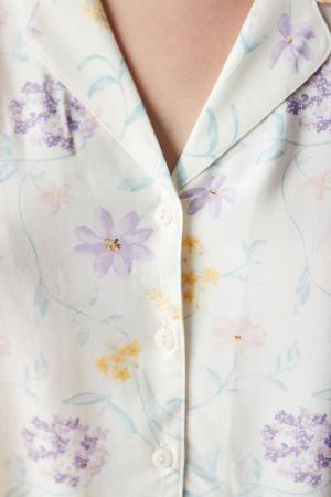 White shirt and shorts pajama set