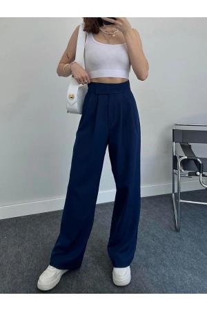 Women's Dark Blue High Waisted Pants