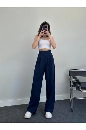 Women's Dark Blue High Waisted Pants